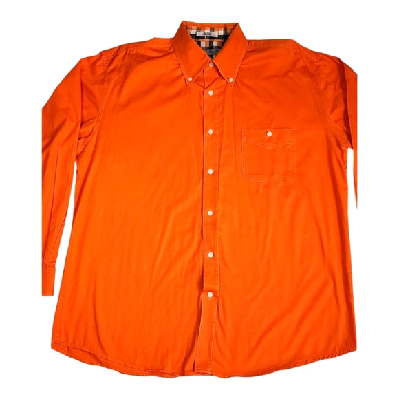 Drysdales Western Button-Down Shirt Men’s L Orange 100% Cotton Cowboy Ranch - Picture 4 of 6